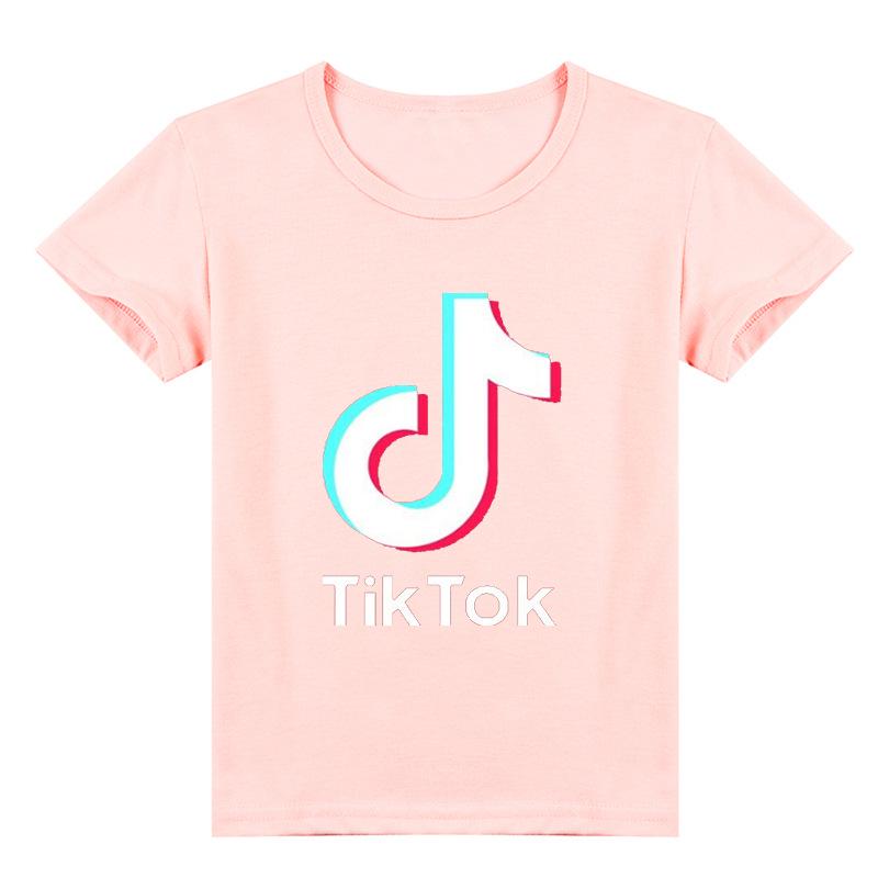 TIKTOK Kinderbekleidung Jungen und Mädchen Mode Kurzarm 140cm rosa