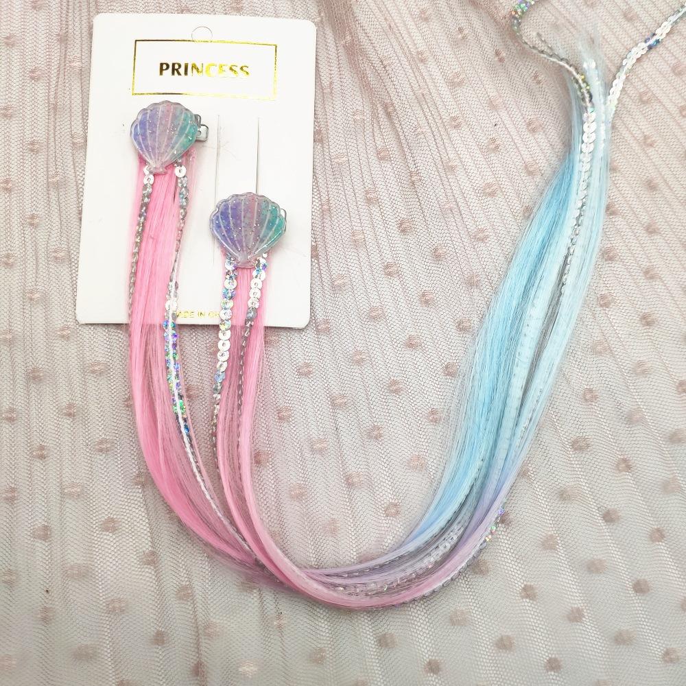1 Paar Mädchen Meerjungfrau Perücken Haarnadeln Pferdeschwanz Kinder Regenbogen Haarspange Haarverlängerung Bunte Perücke Twist Flechter Haarschmuck