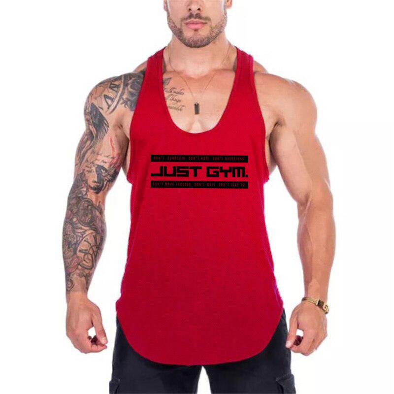 Muscleguys Just Gym Fitness Herren Stringer Tank Top Mesh Bodybuilding Tanktop Muscle Singlet Ärmellose Weste XL rot