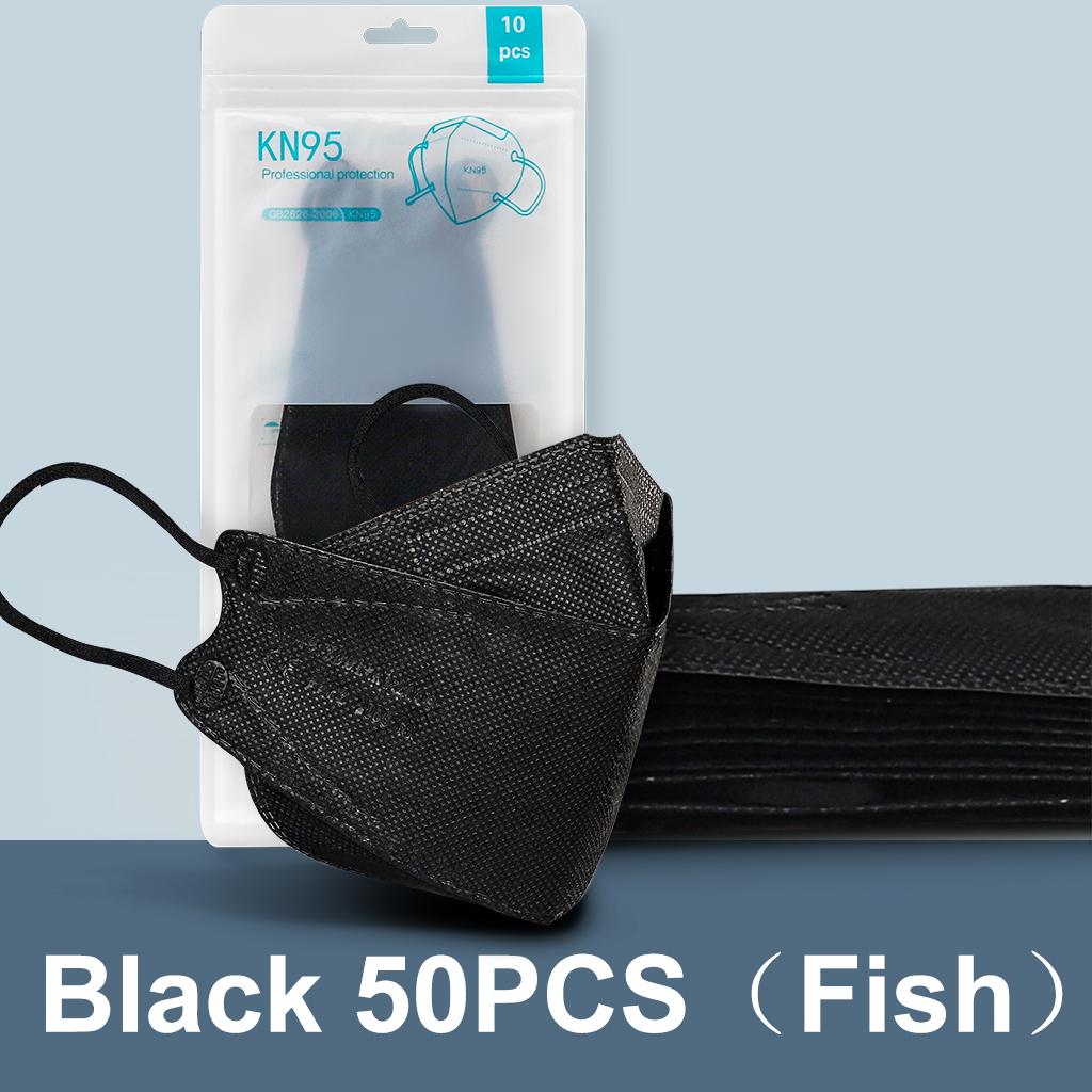 CE FFP2 Gesichtsmaske Fischmaske Kn95 zugelassen Mascarillas Faciales wiederverwendbare Maske 50 PCS(Fish) schwarz