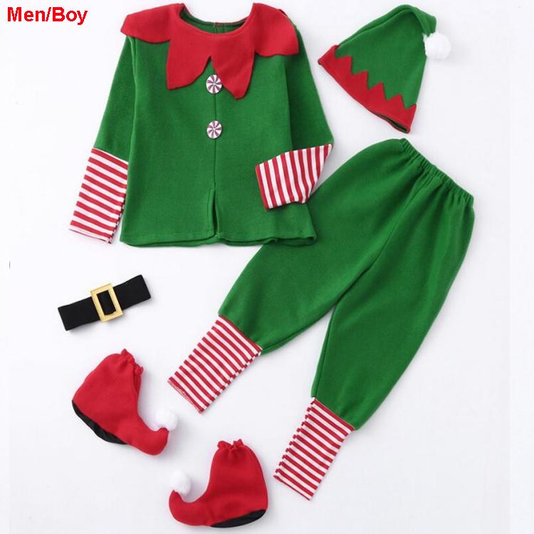 Weihnachten Cosplay Halloween Kostüme für Kinder Jungen MÄNNER Elf Kostüm Kleid mit Hut Geschenk Neujahr Weihnachten Karneval Party Weihnachtsmann Kinder Erwachsene 180cm frühlingsgrün