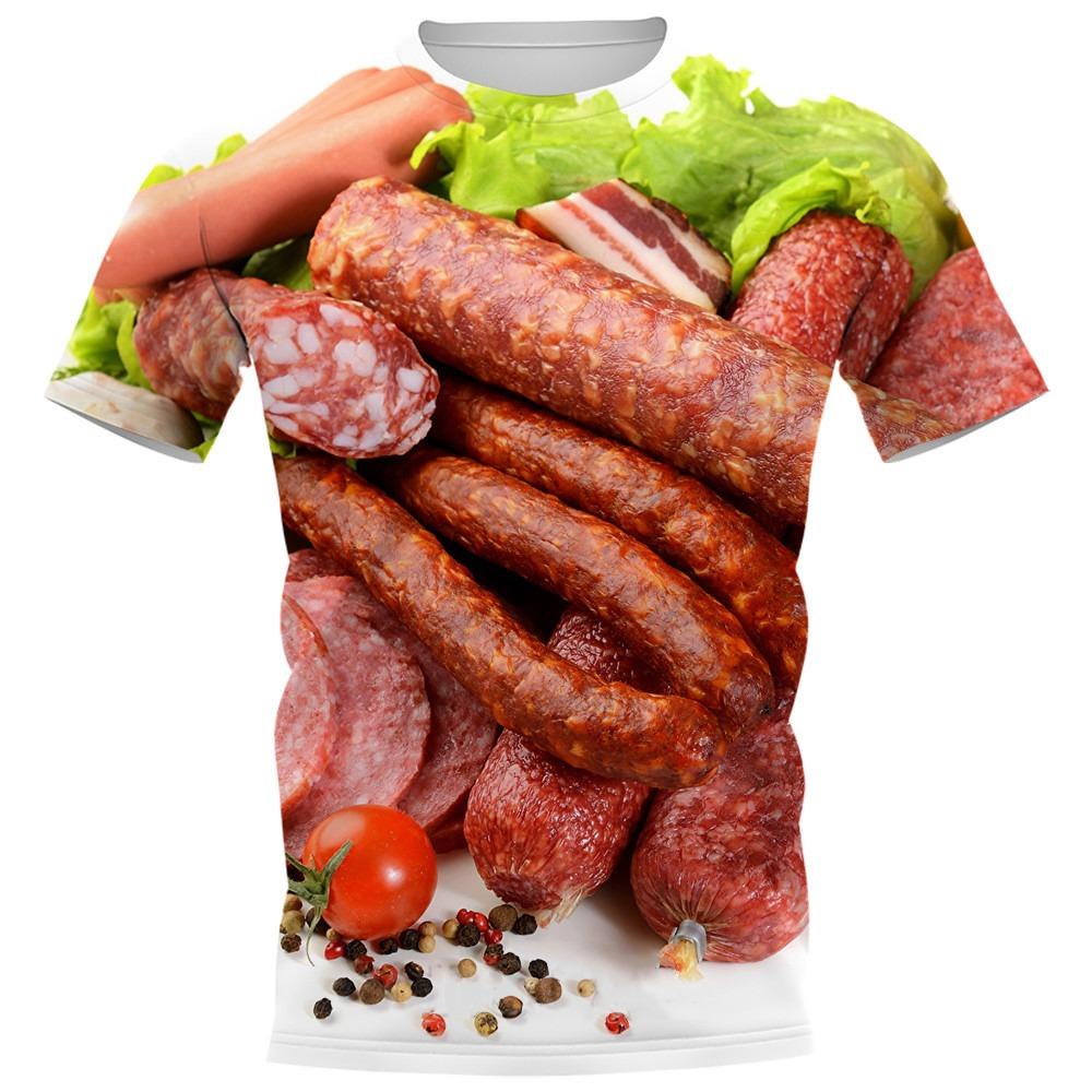Lustige Wurst Essen 3D-Druck T-Shirts Männer Frauen Lässig O-Ausschnitt Kurzarm T-Shirt Übergroße Harajuku Y2k Oberteile Tees Kinderbekleidung 3XL