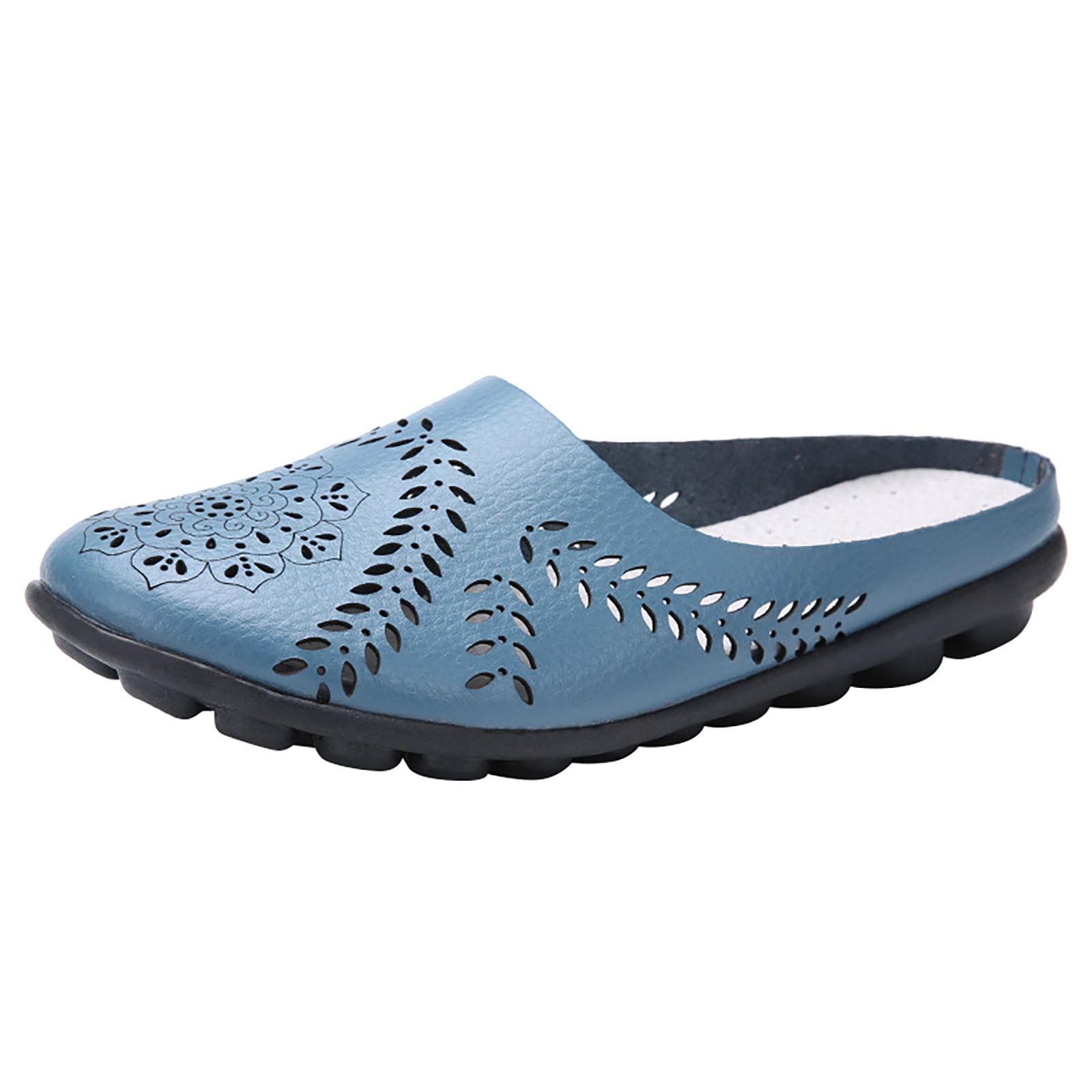 Damen Gracosy Clogs Schuhe Leder Loafer Slip On Pantoletten Antil Slip Strandsandalen 40 blau