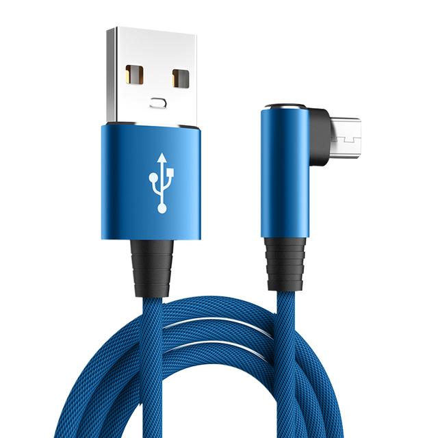 USB-Mikrokabel, 3A, 90-Grad-Winkelstück, Datenkabel, Ladekabel für Samsung, Xiaomi, Handyzubehör, Schnelllade-USB-Kabel 2M blau