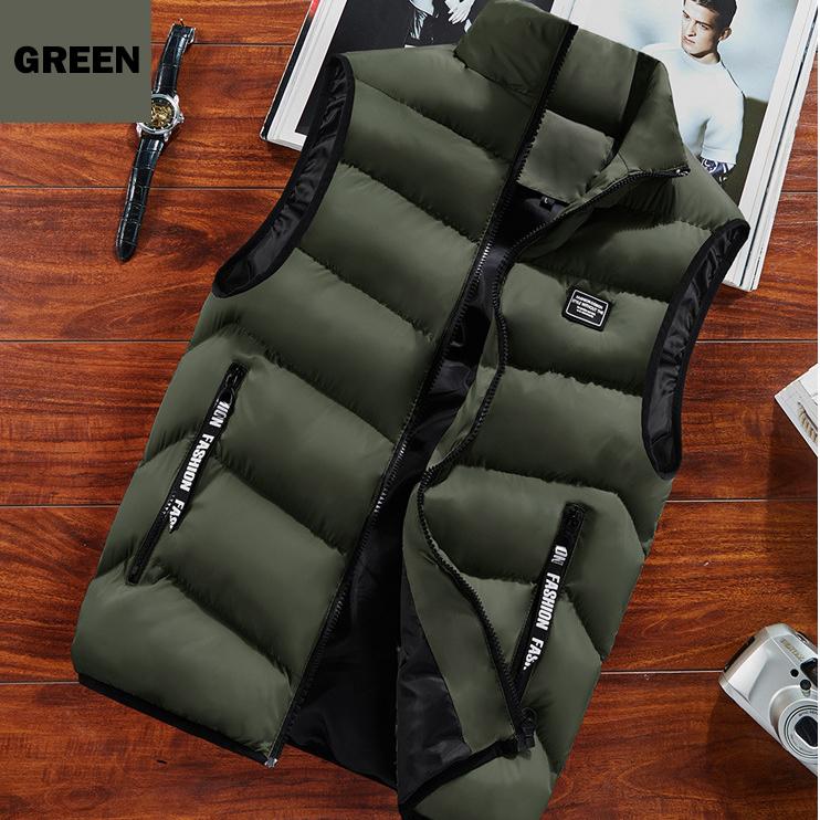 ChiliDay Mode Herren Jacke Ärmellose Weste Thermo Weiche Westen Freizeitmäntel Männliche Baumwolle Herrenweste Männer Verdickte Weste XXL grün