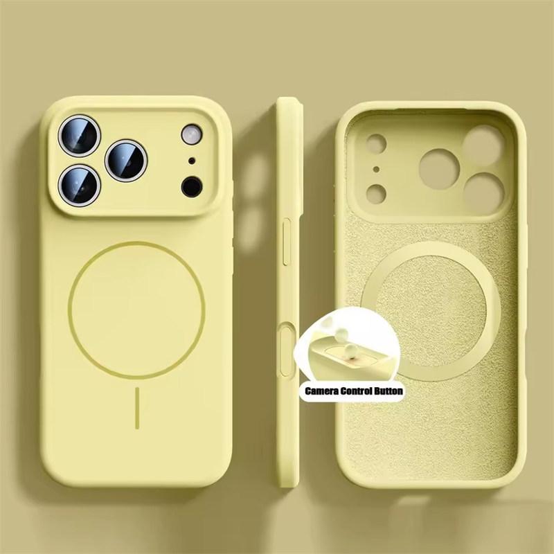 für iPhone 17 ProMax Flüssig-Hautgefühl Magsafe Hülle Für 13 14 15 16 Pro Max Plus 17Pro Air Magnetisches Laden Komfort Touch Hülle iPhone 17 Air gelb