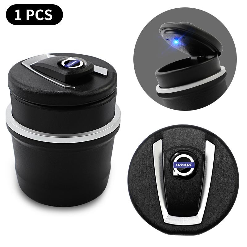 Auto LED Aschenbecher Mülleimer Münzaufbewahrung Becher für Volvo XC90 XC60 C30 T6 C70 XC40 XC70 V70 V50 S80 S40 Auto Innenraum Zubehör schwarz
