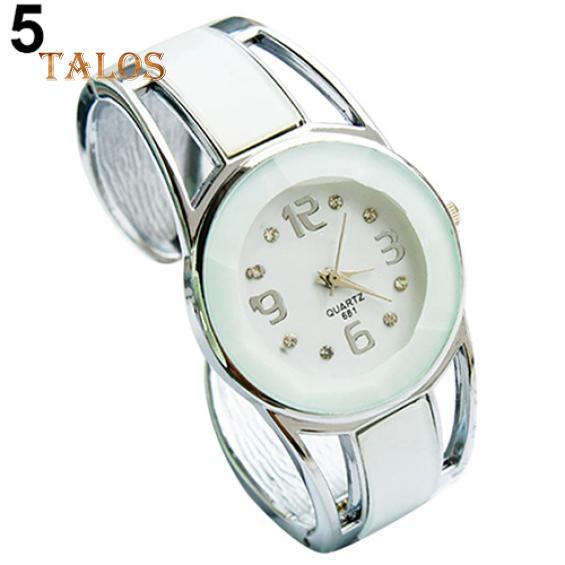 Damenmode, offenes Metallband, Quarz, analog, rundes Zifferblatt, Armband, Armbanduhr, Schmuckstück weiß