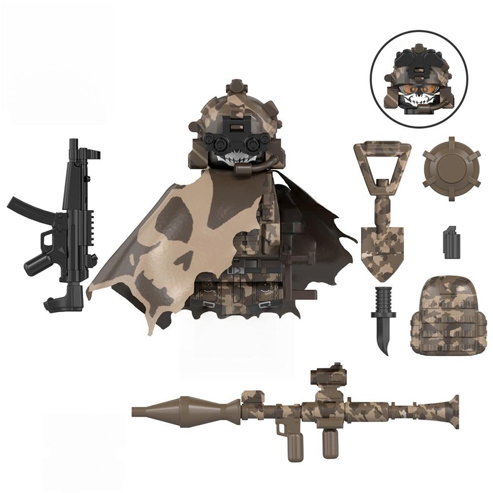 Militär Armee Figuren Bausteine SWAT Ghost Kommando Spezialeinheiten Soldat Waffen Pistole Hut Schild Gürtel AK Mini Bausteine Spielzeug black