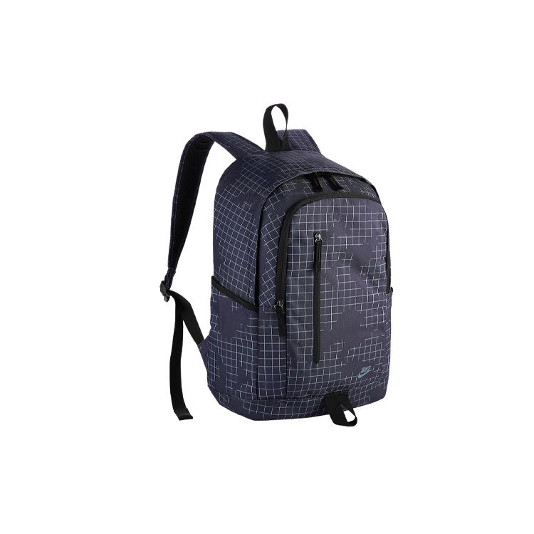 Nike Sport Freizeit Logo Reißverschluss Verstellbarer Schultergurt Rucksack Unisex Rucksack Blau BA5533-081 Blue black