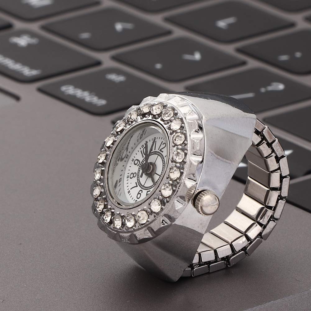 SEAFRONT Funkelnder Ring Lässig und Modisch Strassstein Finger Quarzring Schöne Legierung Uhr für Damen und Mädchen Uhr, Uhr, (Silber)