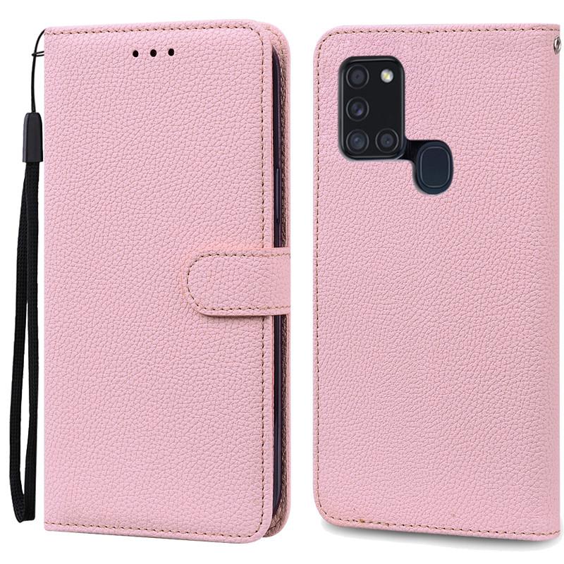 A21S Hülle Für Samsung Galaxy A21S Hülle Brieftasche Leder Flip Hülle Für Samsung A21S Hülle A 21s A217F Weiche Silikonhülle Fundas For Samsung A21S rosa