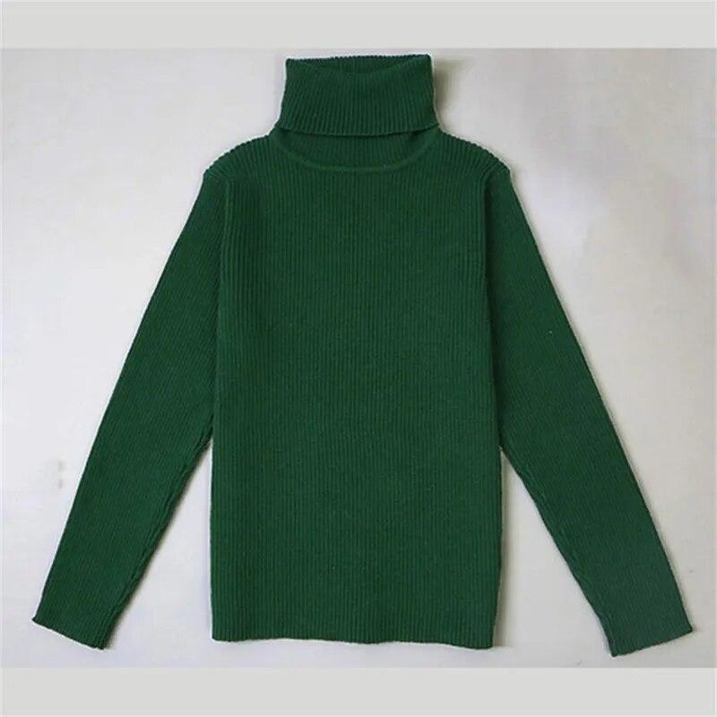 Herbst Winter Kinder Jungen Mädchen Rollkragen Pullover Pullover Gestrickte Pullover Kinder Kleidung 80 grün