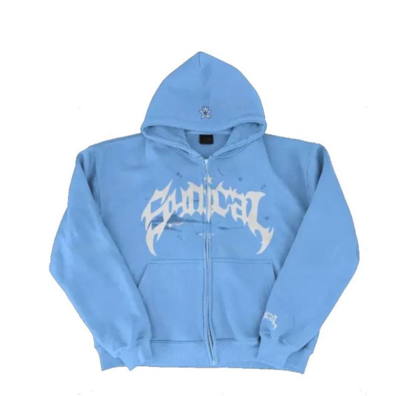 2024 Frühling und Herbst Neue trendige amerikanische Retro-Buchstaben-Sterne-Print-Jacke Hoodie Trendy Herren lose lässige einfarbige Jacke XXXL blau