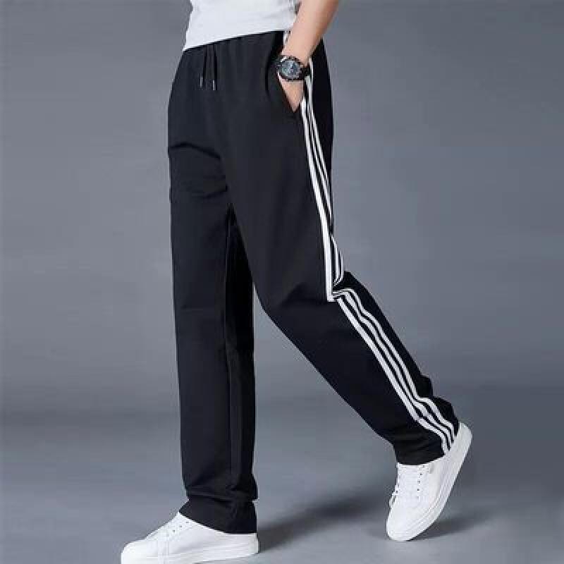 Frühlings- und Herbst-Sportanzughose mit elastischem Bund für Herren, lockere Arbeitshose, Übergröße, gerade geschnittene, übergroße Jogginghose 4XL weiß