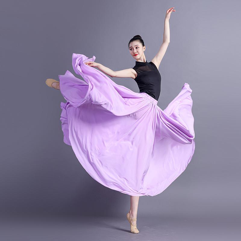 360/540/720 Grad Chiffonrock Ballett Bauchtanz Damen Zigeuner Lange Röcke Tänzerin Trainingskleidung Verschiedene Tanzröcke 720 degrees 85cm licht lila