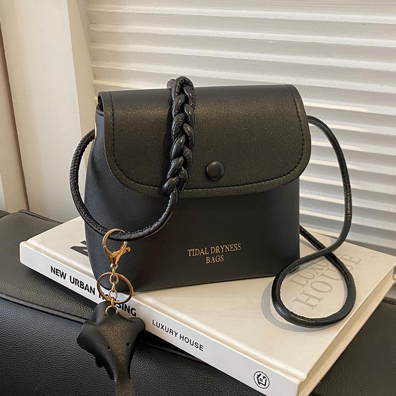 Nischen-Retro-Handytasche für Damen in Herbst- und Wintermode, Textur, Ein-Schulter-Umhängetasche, vielseitige High-End-Bucket-Bag gray