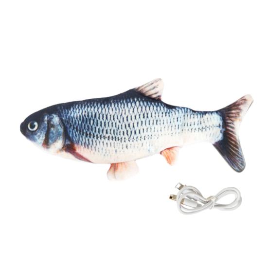 Flatterfisch Katzenspielzeug Wiederaufladbar Weicher Stofffisch Interaktives Kauspielzeug Realistischer Fisch Katzenkicker Spielzeug für Katzen Bewegung Jagdinstinkt USB-Charging