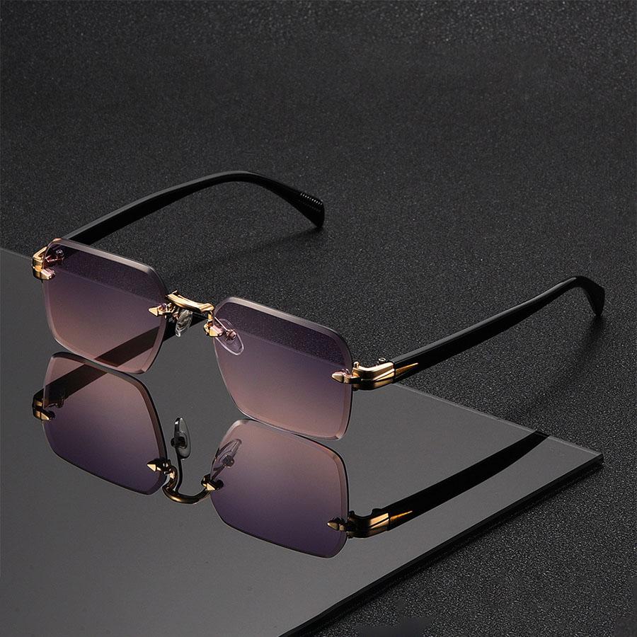 Klassische Unisex-Modische Sonnenbrille Rahmenlos Trendige Brille für Urlaubs-Kostüm Geeignet Bestes Geschenk für Festliche Anlässe rosa