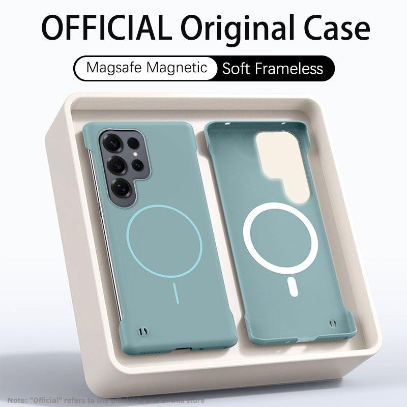 Ultradünne PC Matte Rahmenlose Hülle Für Magsafe Samsung Galaxy S25 Edge S24 FE S23 S22 Ultra Plus Magnetische Stoßfeste Hülle Galaxy S25 Edge blau
