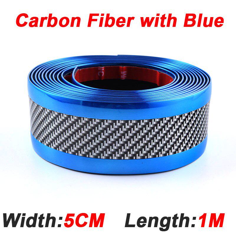 1M Carbon Faser Gummi Styling Auto Aufkleber Tür Sill Schutz Waren ZubehörCarbon Tür Sill für Auto Zubehör 1M*5CM&1PC blau