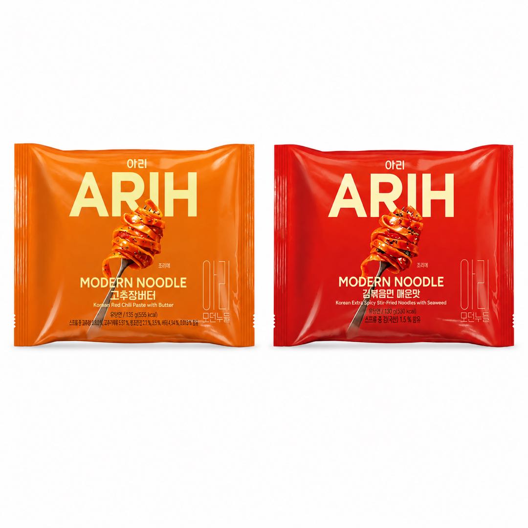 BTS Kollaborationsedition ARIH Moderne Geschmacksnudeln, Gemischte & Gebratene Nudeln 130g 1 Beutel #Spicy Seaweed+Korean Spicy Sauce*2bag