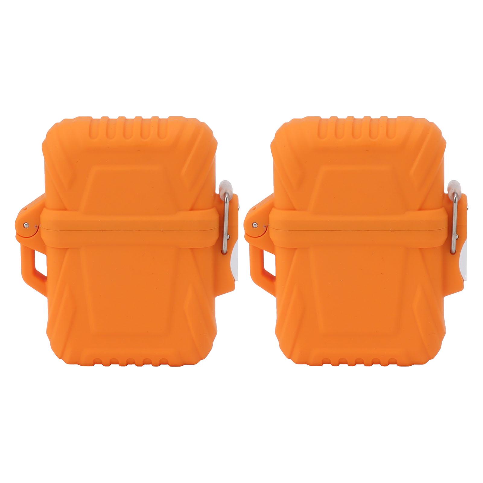 2PCS Fackel Feuerzeug Fall IP56 Wasserdicht Sicher Tragbare Fackel Feuerzeug Abdeckung für Outdoor Camping orange