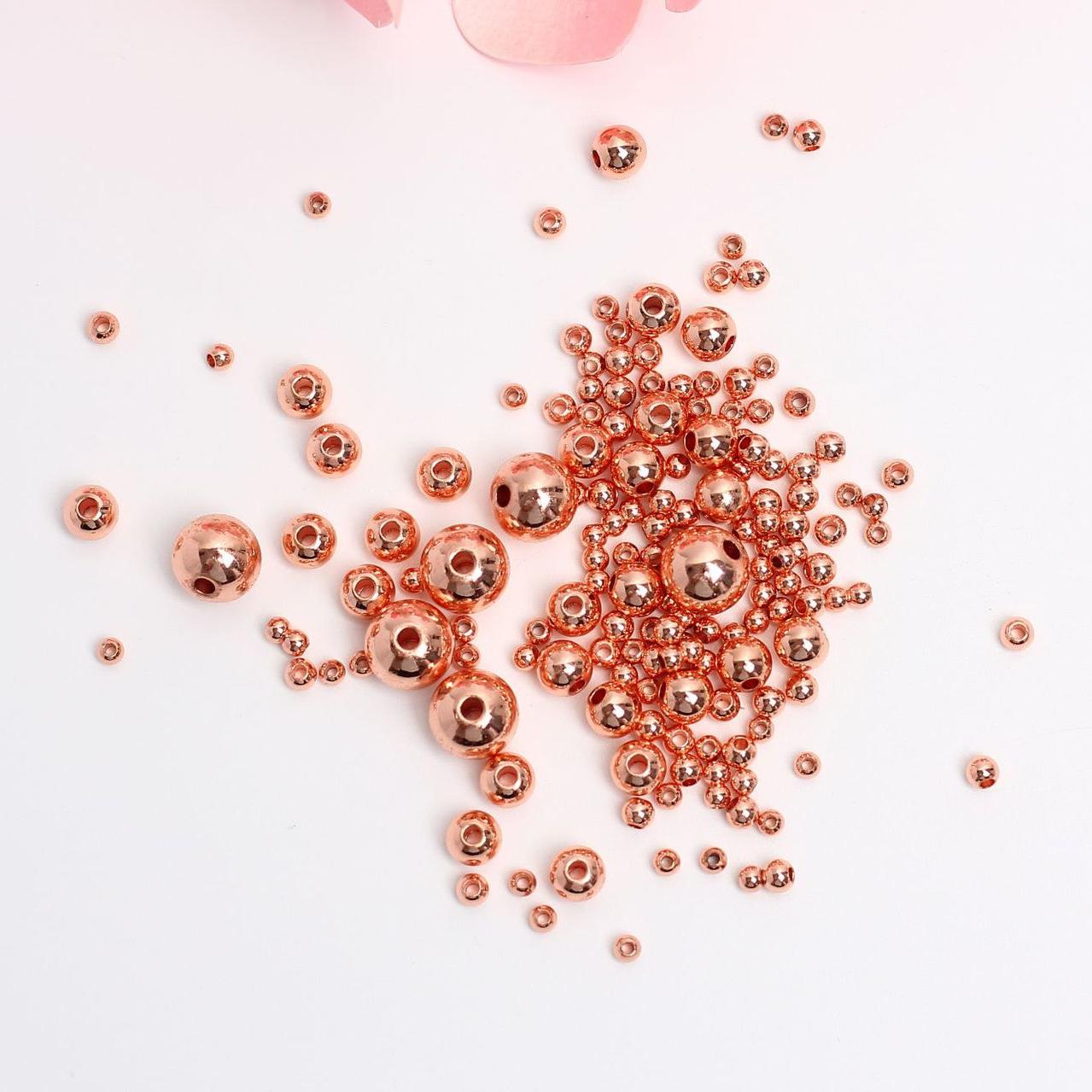 100 Stück Kupfer Drehbank Kugelperlen für DIY Halskette Armband Ohrringe Schmuckherstellung Bastelzubehör 8mm 100pcs rose gold