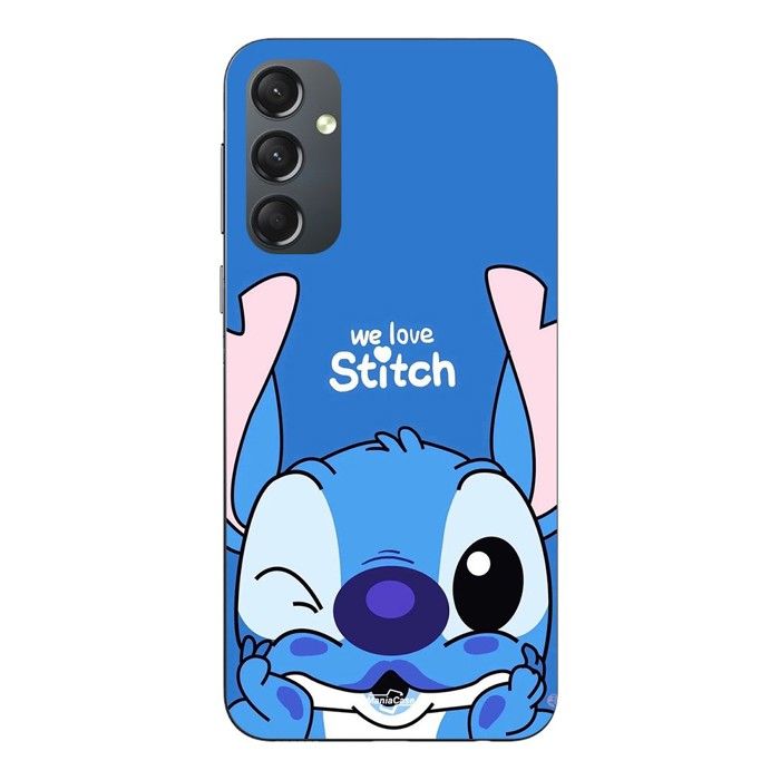 Hülle Für Samsung Galaxy A54 Stitch Niedlich Ohana Stitch blau Vorderseite blau Maniacase schwarz