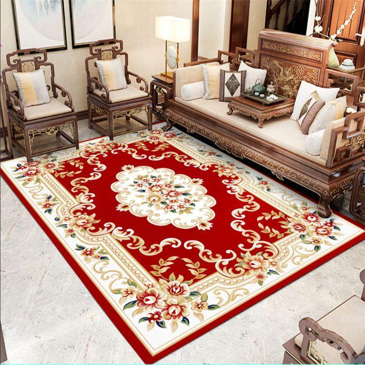 Teppich im europäischen Stil Wohnzimmer Sofa Couchtisch Teppich Amerikanischen Verdickten Luxus Haushalt Schlafzimmer Volle Nachttisch Rutschfeste Fußmatten 200*250cm