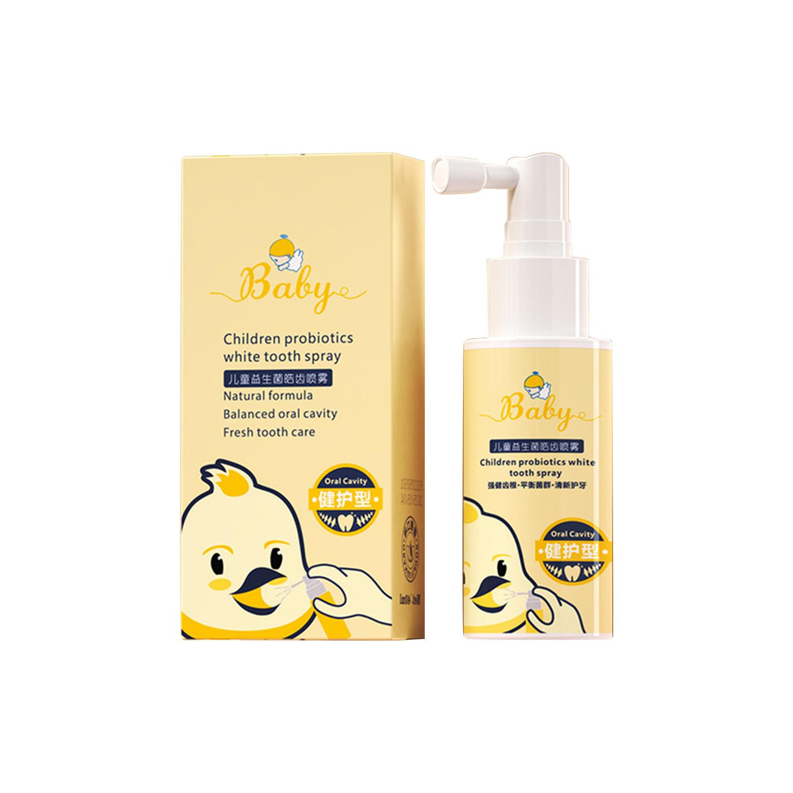 Mundspray für Kinder, Zahnpasta-Helfer für Kleinkinder gegen Karies und für frischen Atem, Kinder-Antikaries mit Fluoridfrei für Neugeborene bis Vorschulkinder, 40 ml One Size gelb