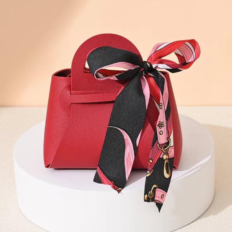 5 Stücke Leder Geschenktüte Hochzeit Gefälligkeiten Pralinenschachtel Eid Mubarak Tragbare Süßigkeiten Geschenk Kleine Box Korb Schmuck Verpackung Taschen bordeaux