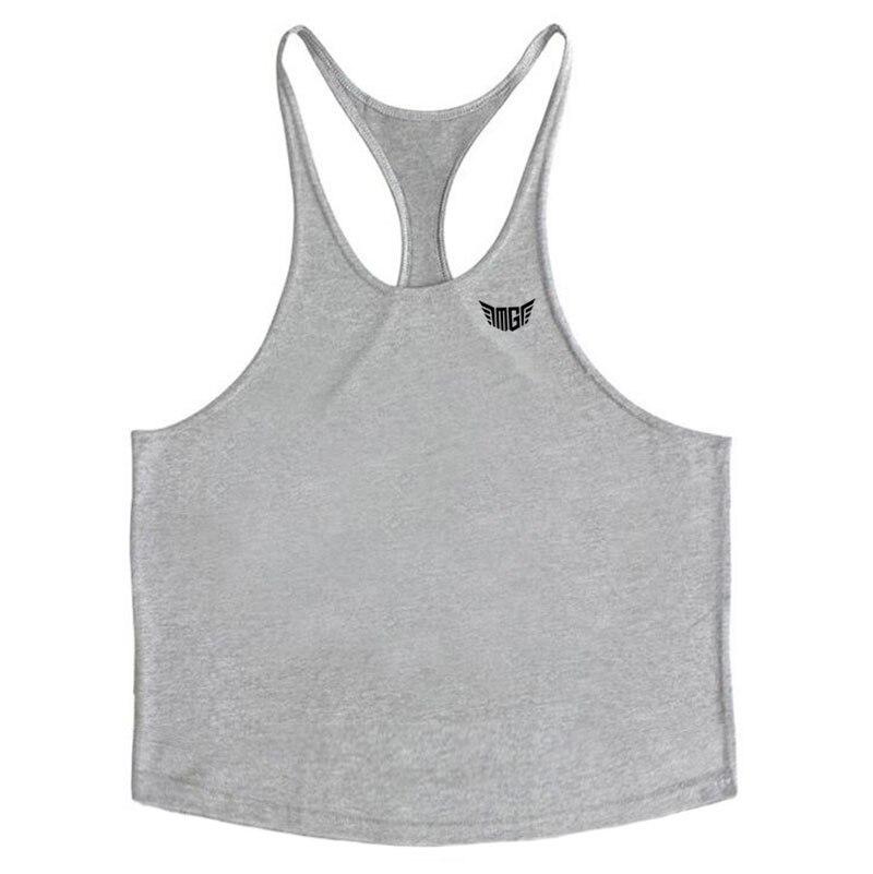 Herren-Weste aus Baumwolle für Strand und Surfen, Rundhalsausschnitt, Sport, Training, Fitness, Tank-Top, Muskel-Bodybuilding, Stringer-Unterhemd XL graue