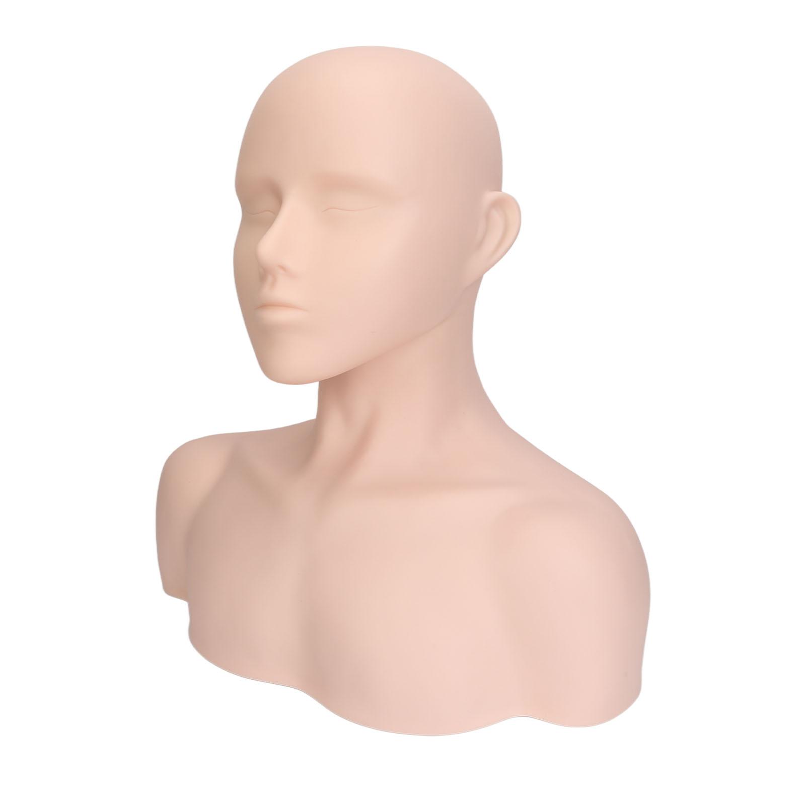Schaufensterpuppenkopf mit Schulter PVC Realistisches Make-up Schaufensterpuppenkopf für Perücken Hut Display Wimper