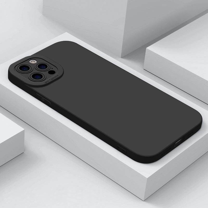 Für iPhone Weiche Flüssigsilikon Handyhülle Flanell Kameraobjektivschutz Rückseite Für iPhone 16 15 14 Pro MAX 13 12 11 17 Pro 16E 17E 8 7 For iPhone 14 Pro schwarz