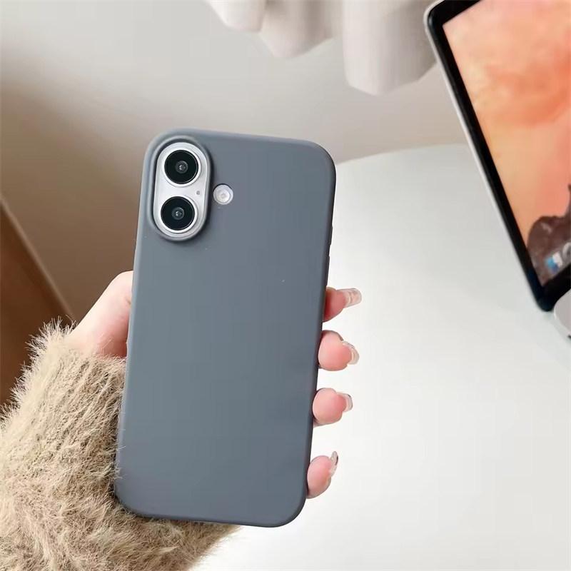 Luxus Flüssigsilikonhülle Für iPhone17 16 15 14 13 12 11Pro Max Plus XS XR Mini 7/8 SE 16E Handyhüllen Für iPhone Vollschutzhülle iPhone 17 Pro Max grau