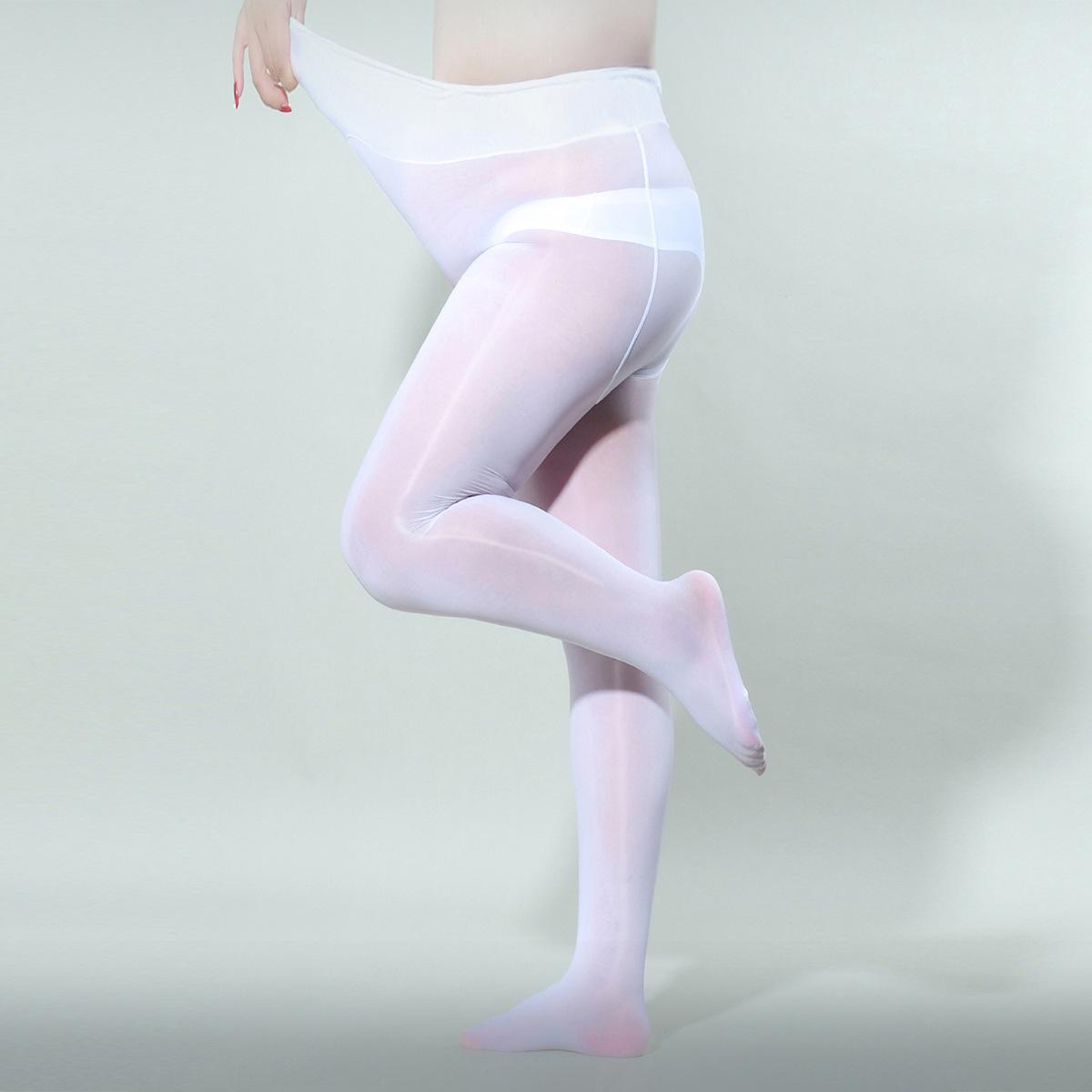 Strumpfhosen in Übergröße für Damen, Frühling und Sommer, hohe Taille, elastisch, rutschfest, glänzend, Öl-Strumpfhosen, Leggings, Fitness-Kompressionsstrümpfe XL weiß