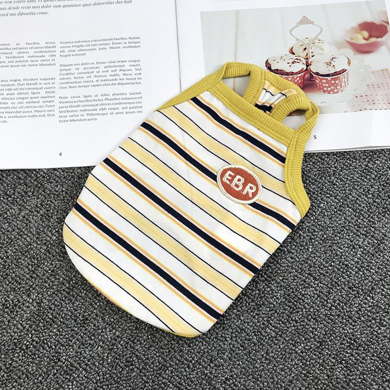 Frühlings-Sommer Hunde-Streifenweste Frische gestreifte Haustierkleidung Hunde-Camisole Teddybär-Weste Hundekostüme Hundehemden für Hunde XXL beige