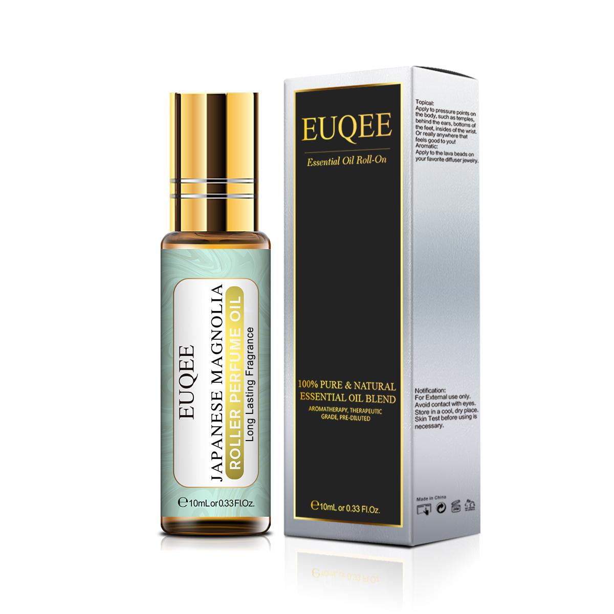 10 ml EUQEE Roller-Parfümöl für Luftbefeuchter-Düfte, Schönheit, Hautpflege, Luftreiniger, ätherisches Parma-Veilchenwinkel-Kokosnuss- und Vanille-Blumenöl Japanese Magnolia