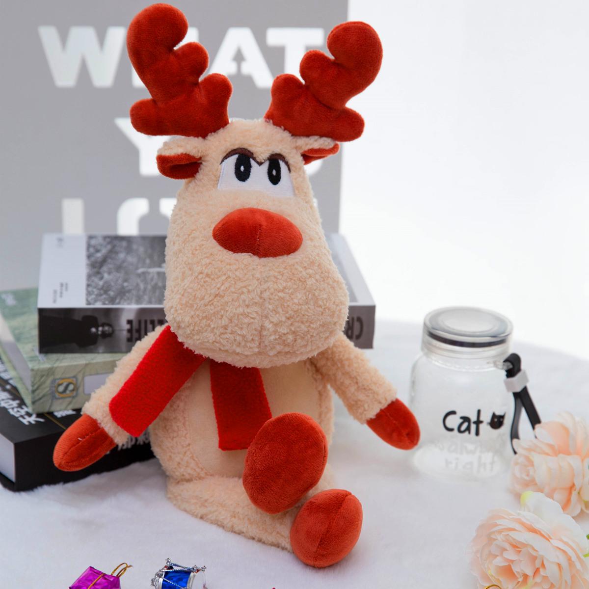 50cm Süße Rentier Plüschtiere Kawaii Weihnachts Hirsch mit Schal Puppen Gefülltes Weiches Kissen für Weihnachtsdekoration Geschenk about  50cm
