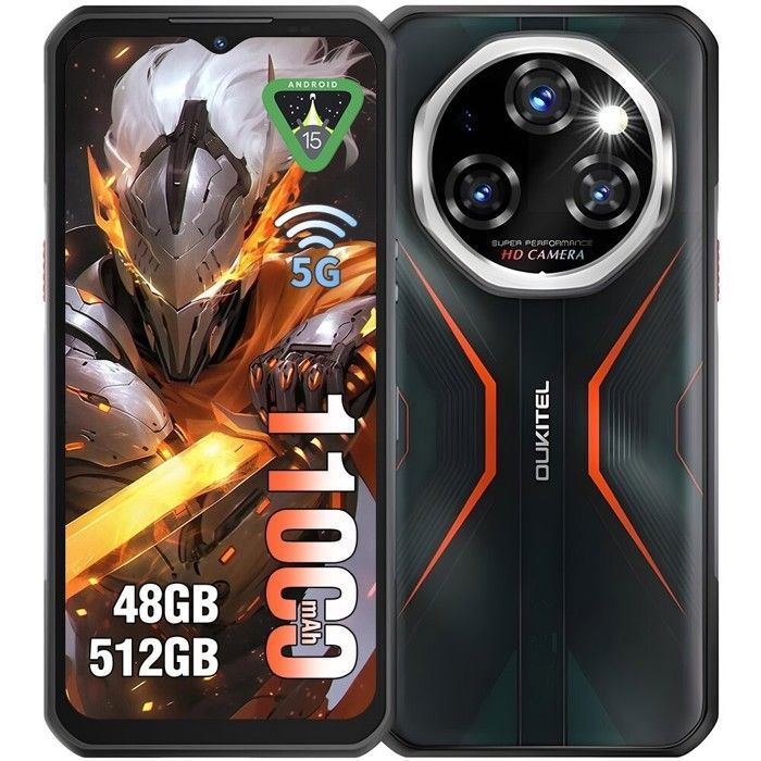 Robustes 5G Smartphone OUKITEL WP55 Pro 6,6 11000mAh Unzerbrechliches Mobiltelefon 108MP Nachtsicht Dual-SIM/NFC Orange orange