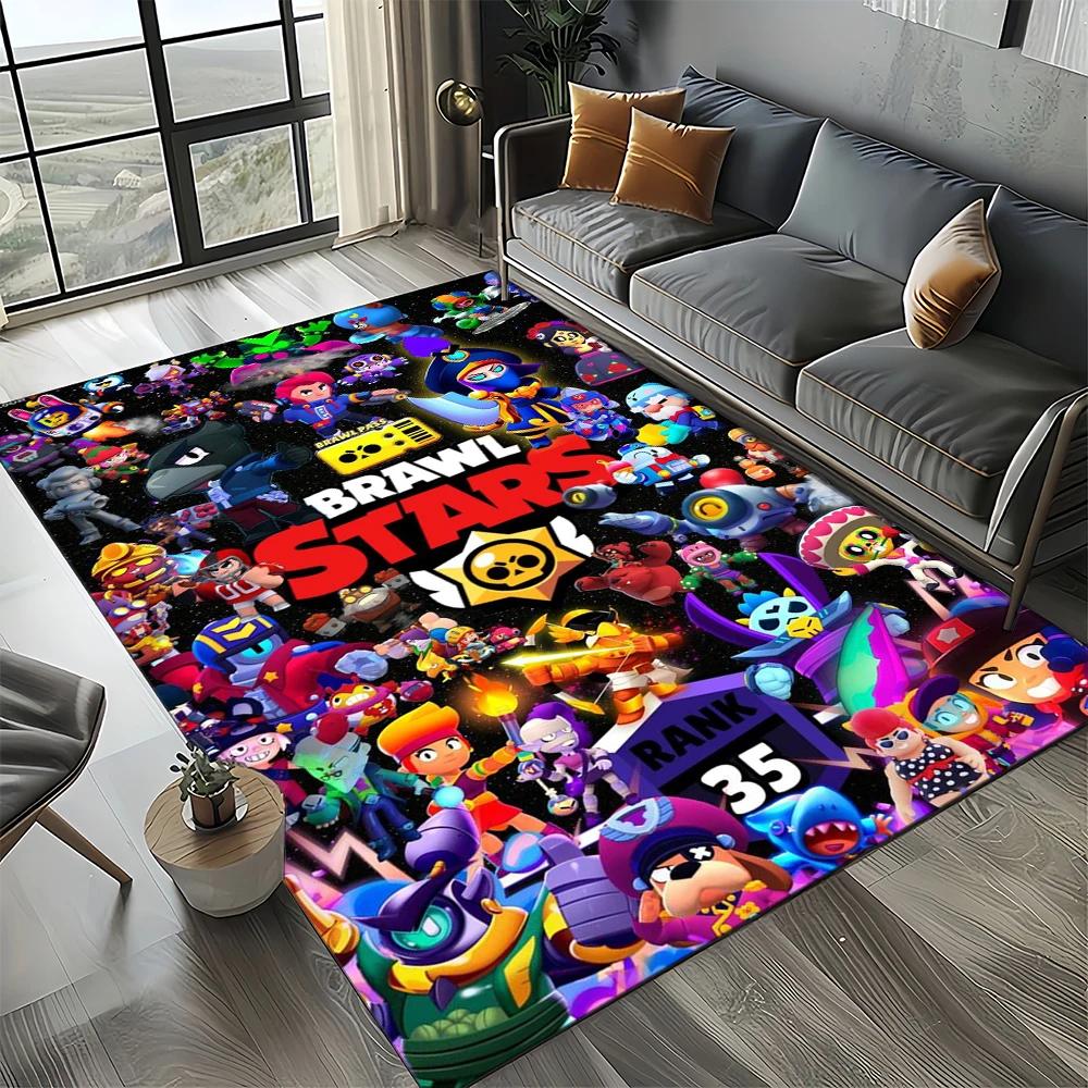 HEISS B-Brawlls Cartoon Spiel 3D Druck Teppich für Wohnzimmer Schlafzimmer Heimdekoration, Kinder Spiel Rutschfest für Sofa Fußmatte 100x120cm( 39x47in )