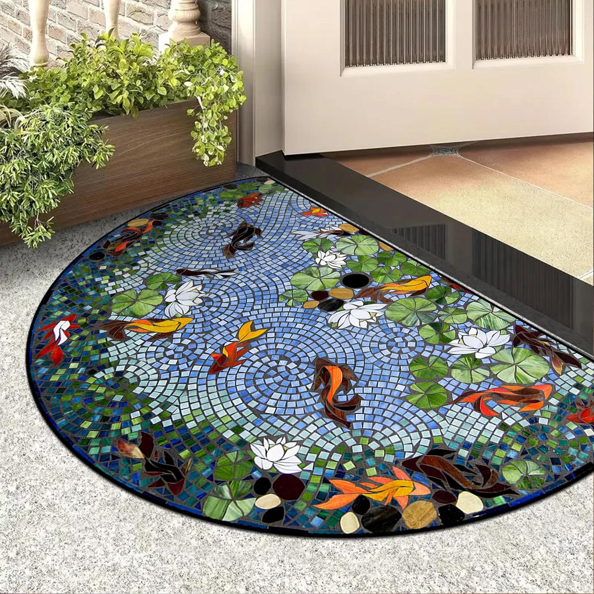Eingangsfußmatte Halbkreisförmiger Teppich Außenmatte Haushalts-Eingangsfußmatte Hof Gartendekoration Fußmatten 50X80cm