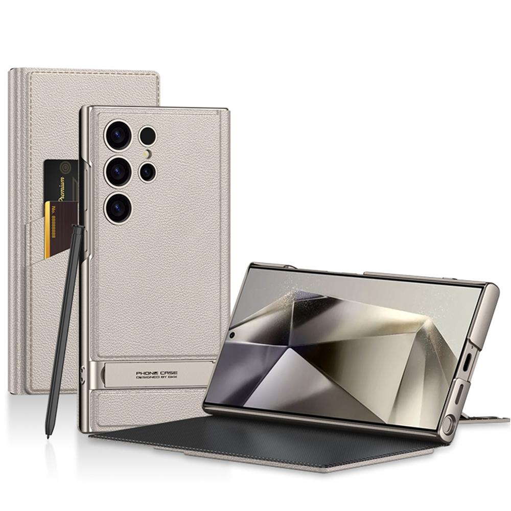 Für Samsung Galaxy S24 Ultra Hülle 5G Leder Kartenfächer Brieftasche mit Ständer Linsenschutz Flip Folio Cover Telefonhülle For Galaxy S24 Ultra