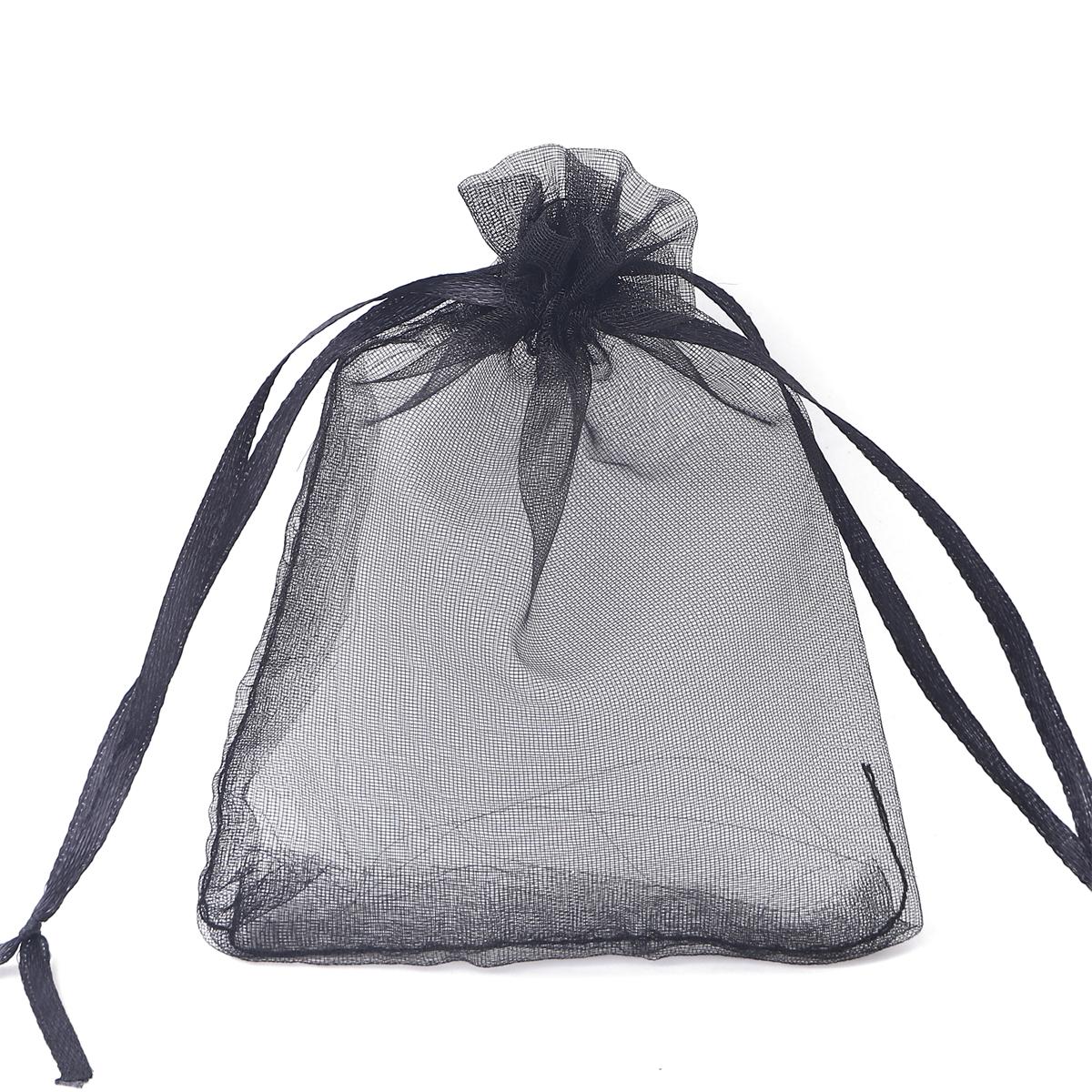 50 teile/beutel Einstellbare Kordelzug Organza Taschen Schmuck Verpackung Taschen Candy Hochzeit Taschen Geschenke Beutel 7x9cm schwarz