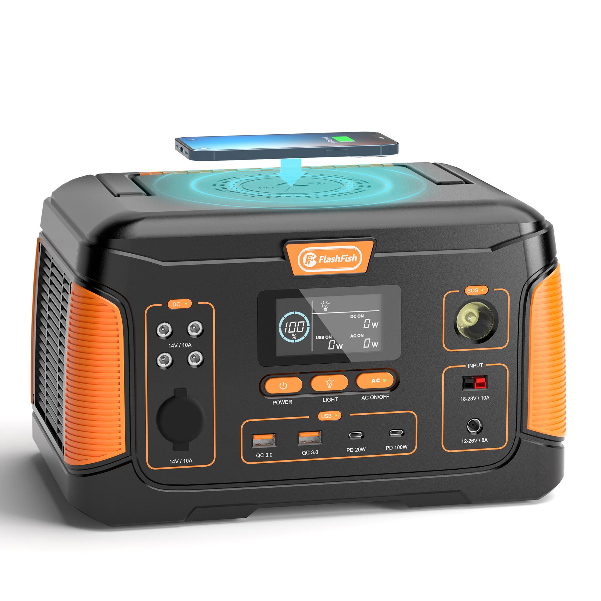 Tragbare Powerstation Flashfish J1000plus 12 Mehrfach-Ausgangsanschlüsse 1000W 932Wh Große Kapazität orange