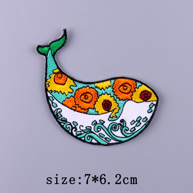 Wilderness Patch Aufbügler Patches auf Kleidung Bär Wolf Stickerei Patches für Kleidung Streifen Abzeichen Welle Wal Patch für Kleidung