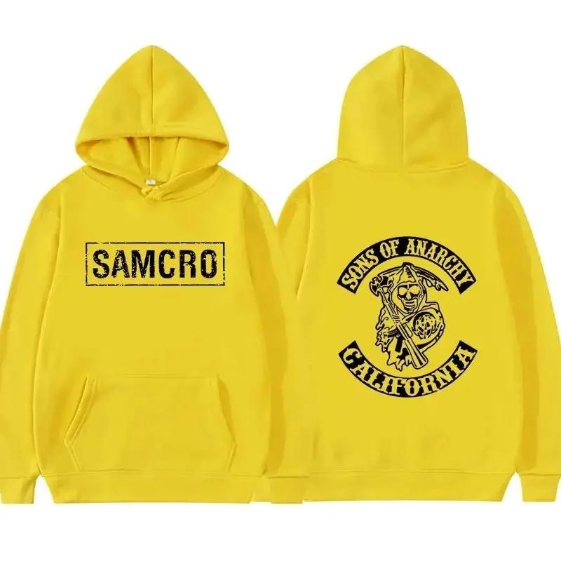 Sons of Anarchy SAMCRO Doppelseitiger Druck Streetwear Männer Frauen Harajuku Marke Design Hoodie Herren Übergroße Pullover Sweatshirt S gelb