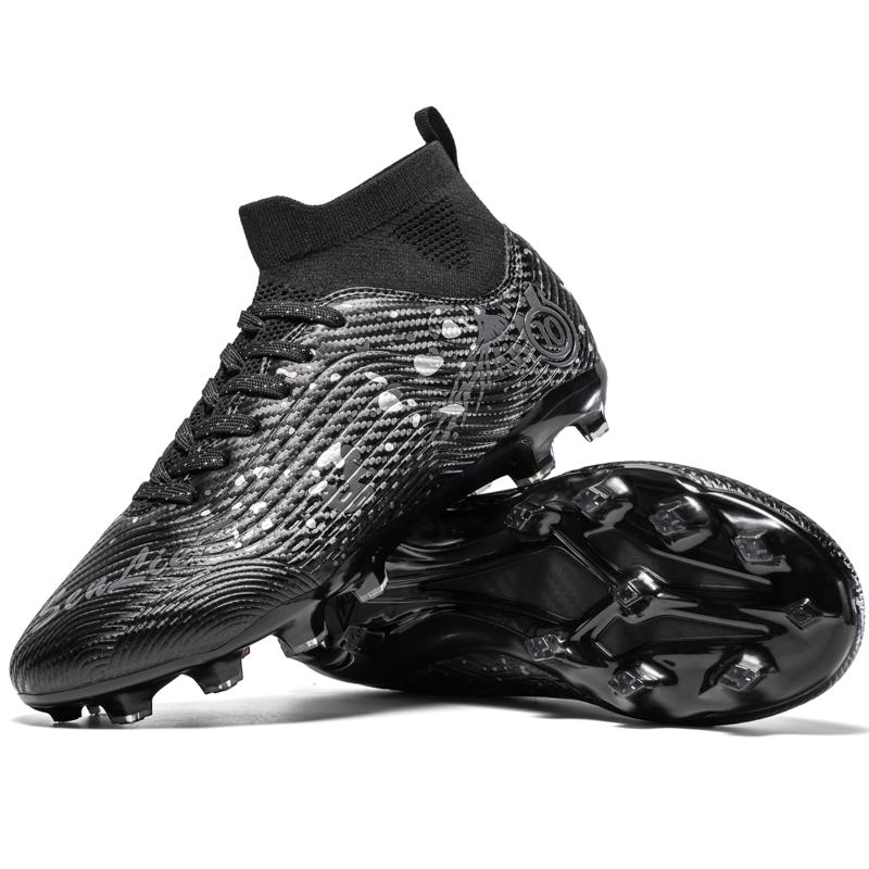 33-46 Unisex Fußballschuhe Sind Lange Nägel Hochelastische Socken Professionelle Künstliche Kapitän Outdoor-Sportarten Kinder Fußballschuhe 39 schwarz