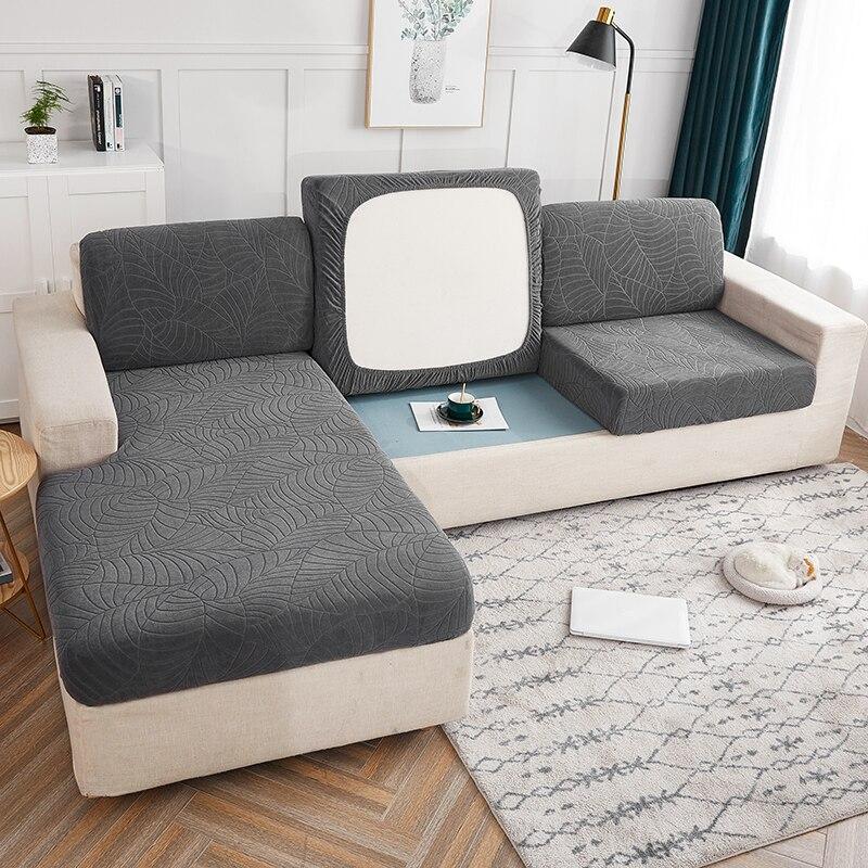 Sofa-Sitzbezug, Kissenbezug, dicker Jacquard, solide, weiche Stretch-Sofa-Schonbezüge, Möbelschutz, Sofa-Sitzlaken, Möbelschutz 95-135cm schiefer grau